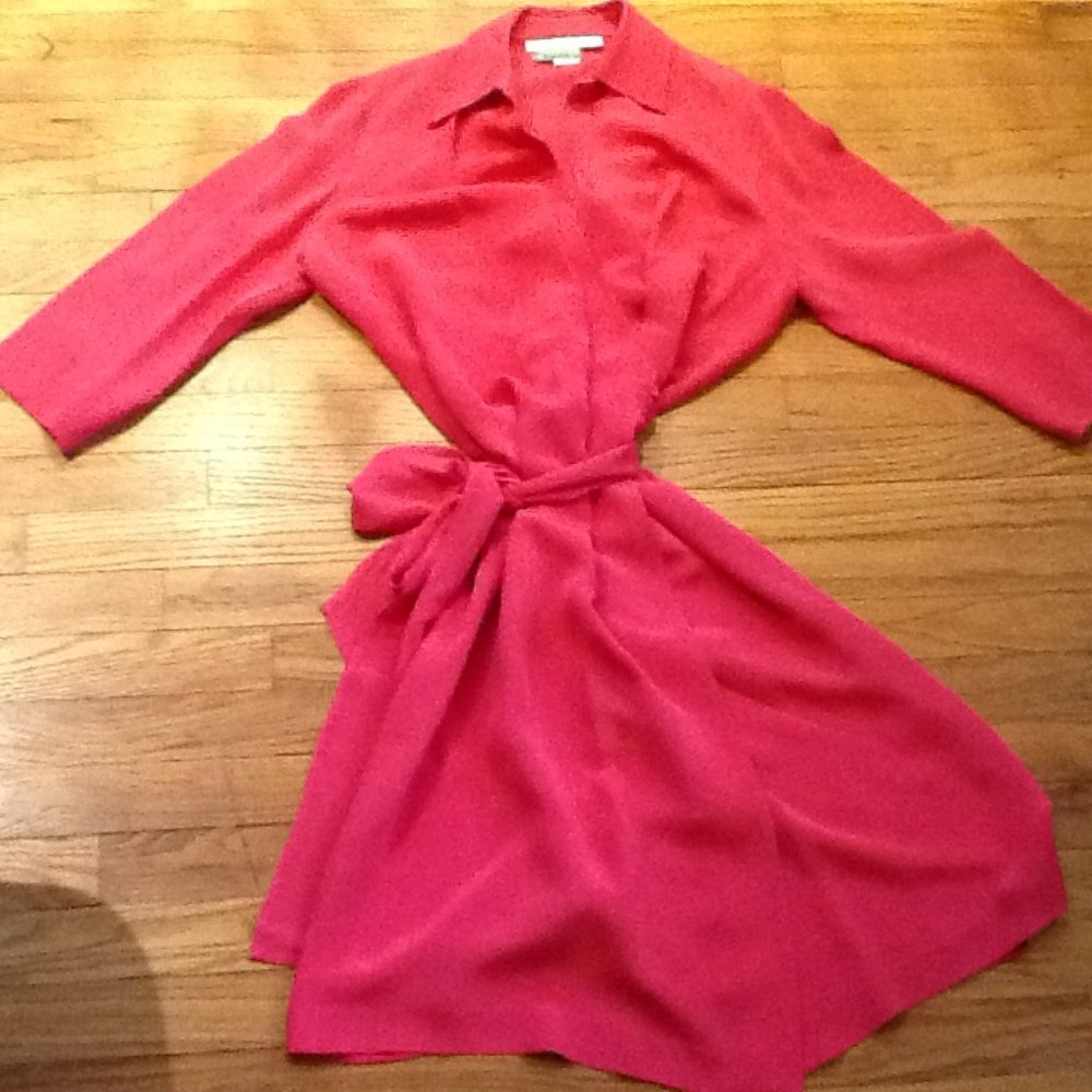 David Warren NY Melon Silk Wrap Dress